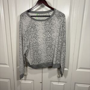 Honeydew Intimates Pajama Top Women L Gray Python Star Seeker Lounge